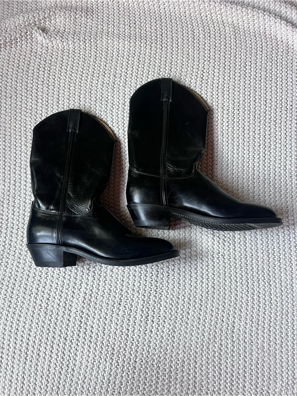 Justin Tobias 3040 Black Western Cowboy Boots USA Made Men’s 11D Leather 12”